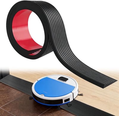 Rubber oprit voor rolstoelen en robots, 900 x 80 x (10-30) cm, belastbaar tot 800 kg, hoogte 1.5 cm, ideaal voor drempels en toegang.