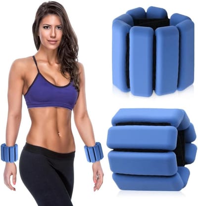Verstelbare pols- en enkelgewichten, set van 2 (0,45 kg) voor krachttraining, yoga en pilates, ideaal voor mannen en vrouwen (blauw)