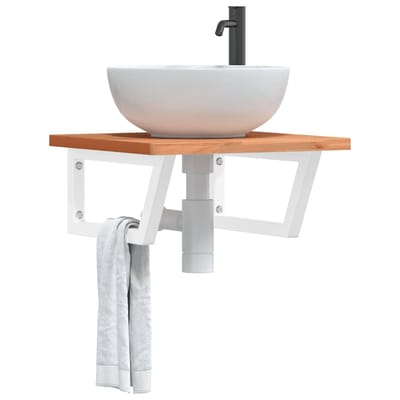 vidaXL - Badkamer - wandschap - staal - en - massief - beukenhout