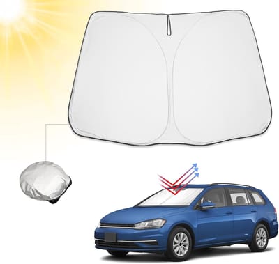 Famanu – Voorruitafdekking - autozonwering - compatibel met Golf Mk7 7.5 2013-2019 - autoafdekking voor voorruit - opvouwbaar - met uv-bescherming - zonneklep tegen uv-stralen