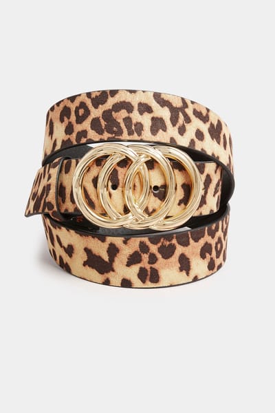 Yours Riem Met Dierenprint En Meerdere Ronde Gespen In Bruinsize 42-44