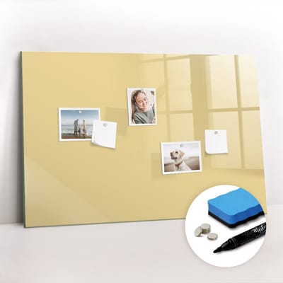 Tulup Whitebord - Crèmekleur Magneetbord - 90 cm x 60 cm - Memo Bord - Interieur Accessoires Kantoor - Magnet Board - Inspiratiebord Kantoor - Inclusief Gratis Magneten & Marker & Spons - Magnetic Board - Magnetisch Bord Kind