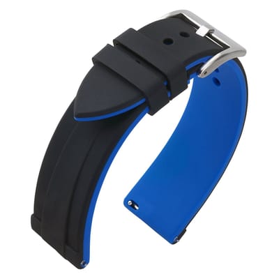 Silicone Rubberen Horlogeband - Makkelijk Zelf te Monteren - Zwart Blauw 20mm