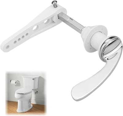Toiletspoelknop in verchroomd metaal, universele toilethendel met victoriaanse stijl, geschikt voor elke toilettank