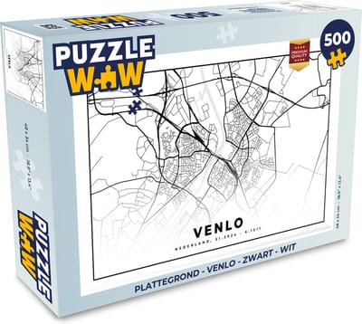 Puzzel Plattegrond - Venlo - Zwart - Wit - Legpuzzel - Puzzel 500 stukjes - Stadskaart