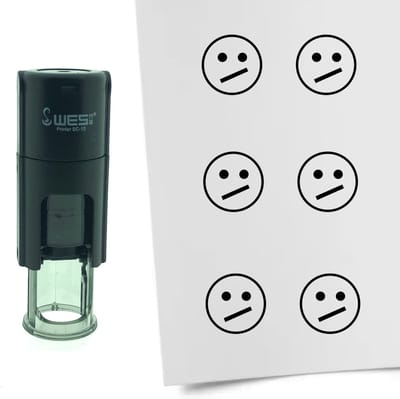 CombiCraft Stempel Smiley Weird 10mm rond - zwarte inkt