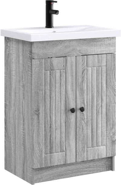vidaXL - Badkamermeubel - Set - Grijs - Sonoma - 56 - x - 37,5 - x - 81 - cm - Bewerkt - hout