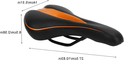 Zachte en Comfortabele Fietszadel voor Mountainbikes - Waterdichte Holle Kussen met Oranje Rand, Ideaal als Fietsaccessoire