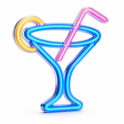 BOTC Neon Lamp - Wandlamp - Neon Verlichting - Neon Led Lamp - Cocktail - Blauw/Roze
