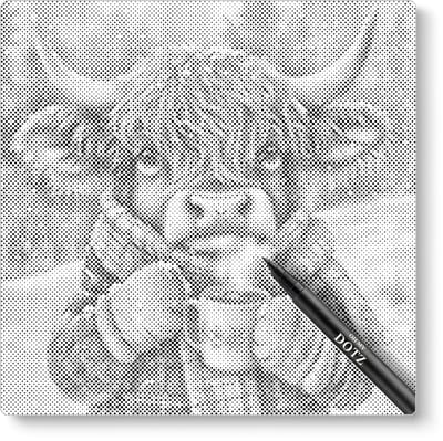 Winter Schotse Hooglander | Dot painting | 40x40cm | Dot painting | Oh My Dotz | Dots stippen | Diamond painting & Schilderen op nummer alternatief | Happy hobby
