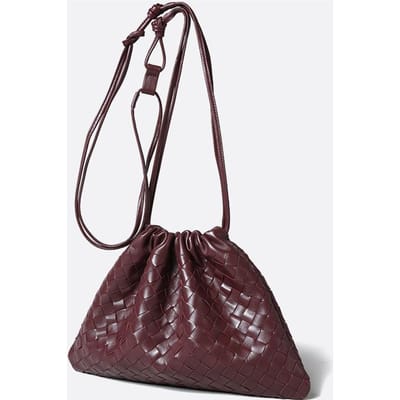 Retro High-end Vuilniszak Geweven Tas Handgeweven Leer Geplooid Trekkoord Wolk Mode Voorhuid Dames Tas gray