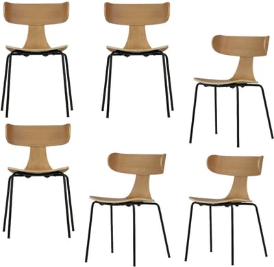 WOOOD Form Eetkamerstoelen - Hout - Naturel - Set van 6