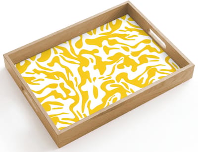 Dienblad hout 40x30 cm - Schootdienblad - Vormen - Wit - Abstract - Borrelplank rechthoek - Plateau dienbladen
