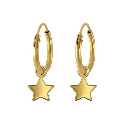 WeLoveSilver - oorringen - gold plated - ster hanger - 925 zilver