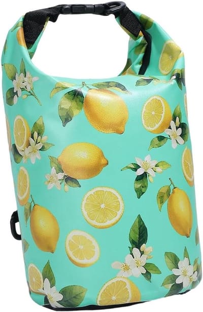 Drijvende Droogzak - Waterdichte Tas - Outdoor Avonturen - Citroen Bloemen Patroon - 19 x 37 cm - Groen