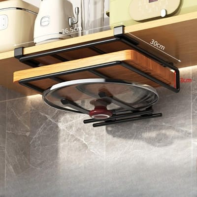 Étagère de cuisine suspendue, porte-serviettes en papier, armoire de rangement suspendue, étagère à double couche pour planche à découper, étagère en métal pour couvercles de casseroles