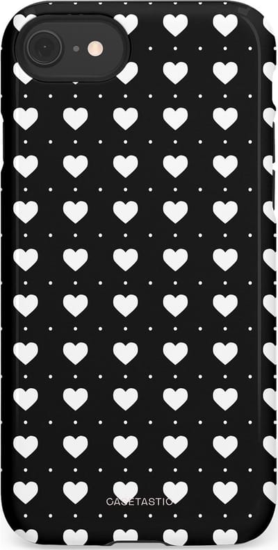 Casetastic Hoesje Geschikt voor Apple iPhone 7/8/SE - Stijlvolle Beschermende Duo-layer Case - Stipjes en Hartjes
