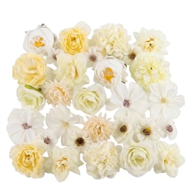 Witte kunstbloemen set van 20 stuks kunstbloem decoratie bloemen voor muur krans DIY handwerk bruiloft feest interieur