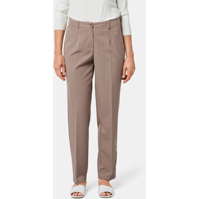 Broek met riemlusjes van onderhoudsvriendelijk materiaal - taupe - Gr. 19 van Goldner Fashion