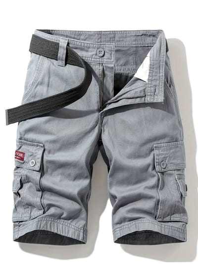 Livano Korte Broek Heren - Cargobroek - Spijkerbroek - met Zakken - Volwassenen - Jongens - Shorts - Lichtgrijs - Maat XS