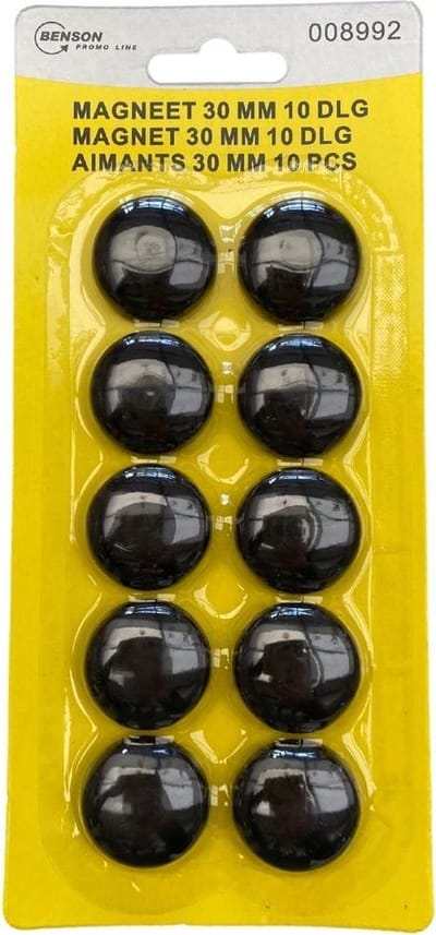 Magneten - Koelkastmagneten - Magneet - rond - 30mm - 10 stuks - Zwart