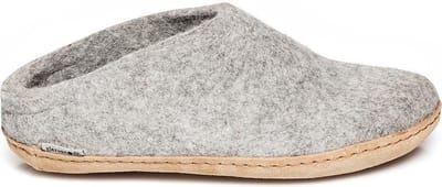 Glerups Slipper met leren zool-Grijs-37