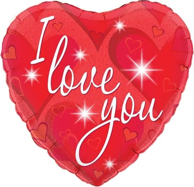 Oaktree - Folieballon I Love You Rood Holografisch Hartvorm 46 cm