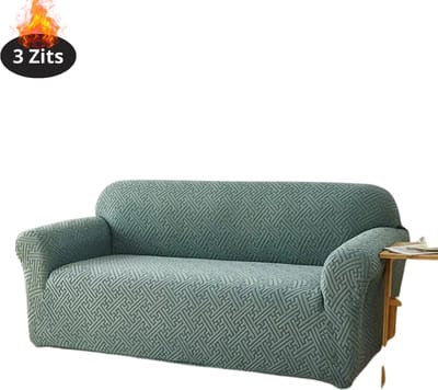 Livano Bankhoes - Bankbeschermer - Stretch - Sofa Cover - Effen - Groen - 3 Zits