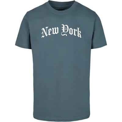 Mister Tee - New York Wording Heren T-shirt - S - Blauw