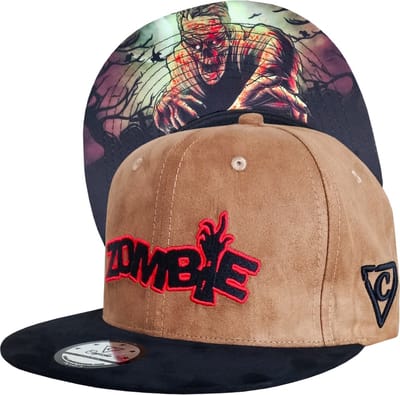 Capiche® Snapback – Zombie – Bruin Suède & Zwart Suède – Pet Heren – Sportcap – Horror Zombie Pet