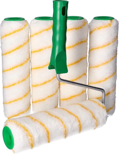 Verfroller Set van 6 25 cm Polyacrylstandaard 12 mm Telescopische Stang 8 mm