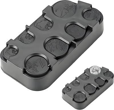 Munten Opbergdoos - Geld Muntbox - Organiseer Kleingeld - Robuust Duurzaam - 9.5x5.8x2.3 cm - Zwart