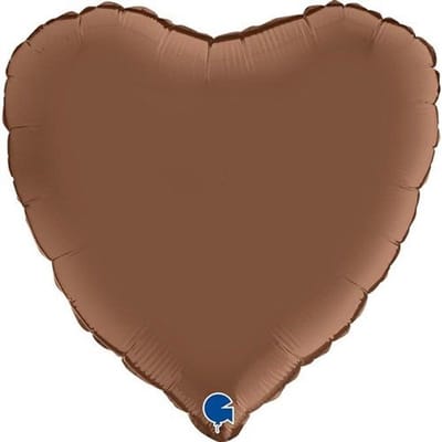Folieballon Hart - Chocola Bruin - 45 cm - Helium- en Luchtvulling
