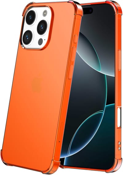 Smartphonica Telefoonhoesje Geschikt voor iPhone 16 Pro Transparant Schokbestendig Siliconen Hoesje met Stootrand - Shockproof Back Cover Case - Oranje geschikt voor iPhone 16 Pro