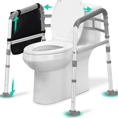 Toilet Veiligheidsrails - Toiletsteun Frame - Veilig Toilet Gebruik - Verstelbaar Inklapbaar - 686 x 635 cm - Grijs