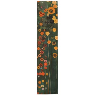 Tafel Runner, Geïnspireerd op Gustav Klimt Lange Groene Bloemen Aardse Lente, Herfst, Kerstmis Aangepaste Tafel Runner 150x33cm black
