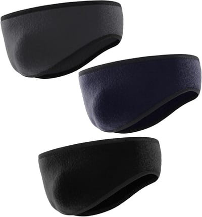 3-delige Set Warme Hoofdband en Oorkappen voor Mannen en Vrouwen, Ideaal voor Hardlopen, Fietsen en Buitenactiviteiten (Zwart)