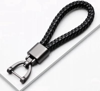 Go Go Gadget - Luxe Leren Sleutelhanger voor Auto's - Zwart Geweven | Voor Mannen & Vrouwen