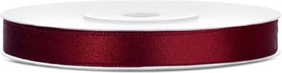 Satijn lint donker (bordeaux) rood, 6 mm, rol circa 25m