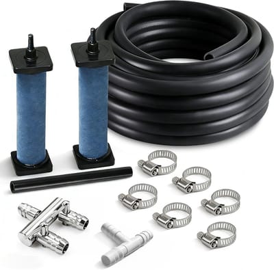 Aquarium Luchtpomp Set - Zuurstofpomp Slang - Aquarium Beluchting - Compleet met Splitter - 16 Meter Slang - Zwart