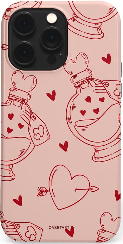 Casetastic Hoesje Geschikt voor Apple iPhone 14 Pro Max Magsafe - Stijlvolle Beschermende Duo-layer Case - Zoete Liefdesflirt - Roze Rood - Pafrum - Love You - Valentijn