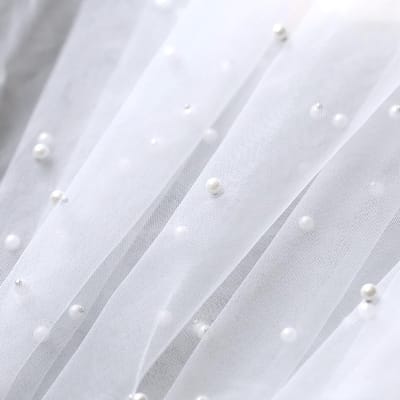 Dailygoods- Tule Stof 100 cm x 160 cm - Transparante Bruiloftsstof - Parelnet voor Kleding - Decoratiestof - DIY Feest - Nylon met Kunstparels