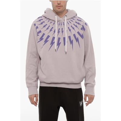 Fleece katoenen FAIRISLE THUNDERBOLT hoodie in violet