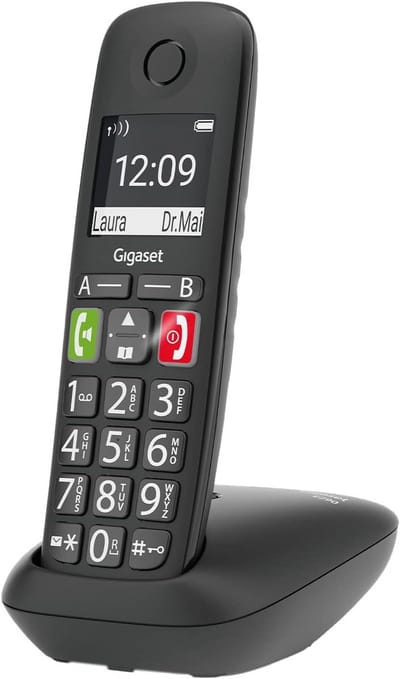 Draadloze DECT telefoon - Vaste telefoon - Eenvoudig bellen - Compatibel met gehoorapparaat - Groot display - Zwart