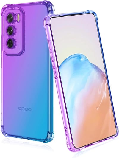 Geschikt voor Oppo Reno 12 Pro 5G - Schokbestendig - bumper hoesje - Paars / Blauw