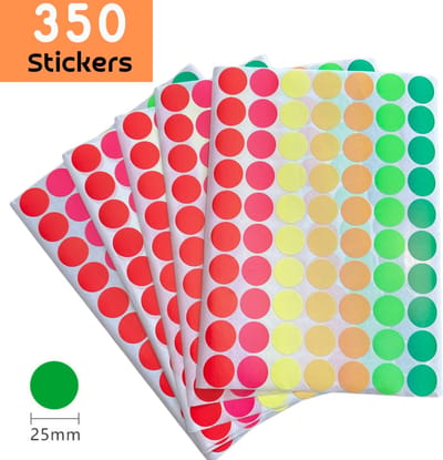 5 Vel Gekleurde Stippen Stickers - 350 Ronde Stickers 25MM - 7 felle kleuren - Voor Labeling, Kalender, Organisatie Opbergen, Planner etc.