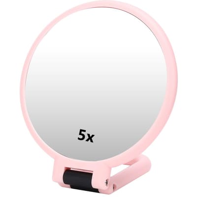 5X Vergrotende Opvouwbare Verstelbare Cosmetische Spiegel Reis Draagbare Make-upspiegel Roze roze