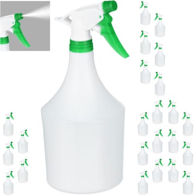24x plantenspuit binnen - à 1 liter - verstuiver planten - spuitfles - wit-groen