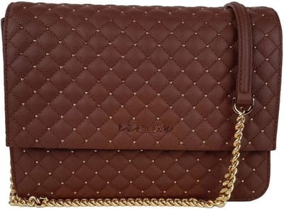 Dames Schoudertas - Leren Tas - Dagelijks Gebruik - Gedetailleerd Stud Design - 24x18x7cm - Bruin