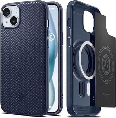 Geschikt voor Spigen Apple iPhone 15 Plus Mag Armor Geschikt voor Mag Hoesje - Blauw